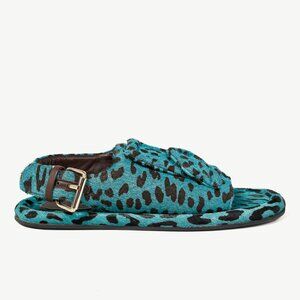 Tibi Beryen Baby Blue Pony Hair Calf Print Slingback Sandal